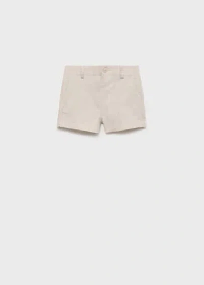 MANGO BABY LINEN-BLEND BERMUDA SHORTS SAND