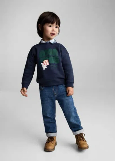 MANGO BABY PRINTED EMBOSSED SWEATSHIRT DARK NAVY