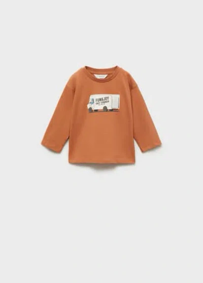 MANGO BABY T-SHIRT WITH PRINT DRAWING CARAMEL