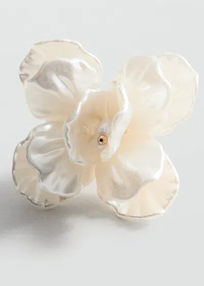 MANGO BOUCLES D'OREILLES FLEURS BLANC - FEMME - TAILLE UNIQUE - MANGO