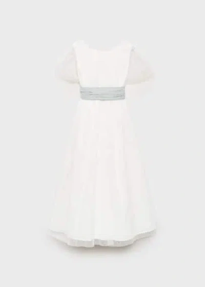 MANGO BOW PLUMETI DRESS WHITE