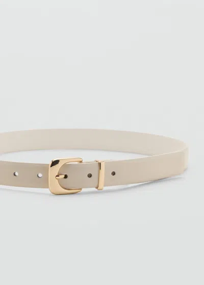 MANGO FAUX-LEATHER BELT WITH BUCKLE ECRU