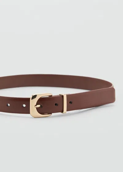 MANGO FAUX-LEATHER BELT WITH BUCKLE BROWN