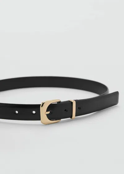 MANGO FAUX-LEATHER BELT WITH BUCKLE BLACK