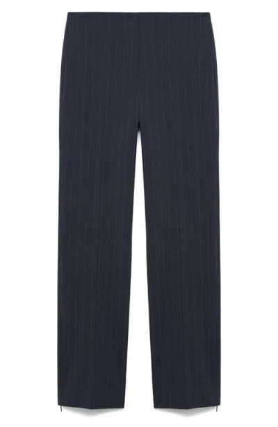 MANGO MANGO CHALK STRIPE STRAIGHT LEG TROUSERS