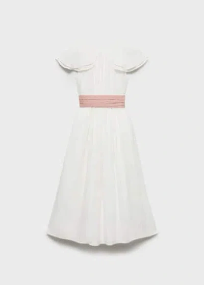 MANGO BAMBOO TEXTURE DRESS WHITE