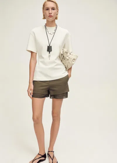 MANGO COMBINED LINEN-BLEND SHORTS BEIGE