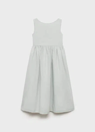 MANGO BOW LINEN DRESS BLUE