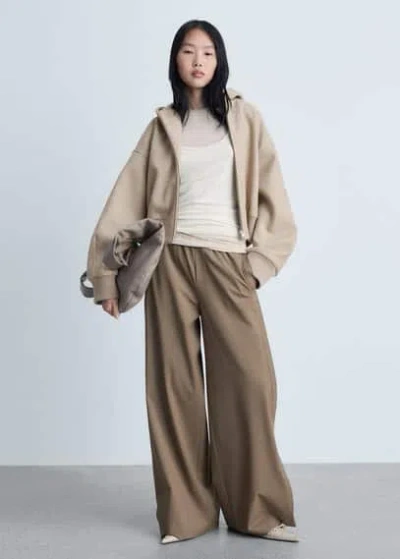 MANGO OVERSIZED HOODED JACKET SAND