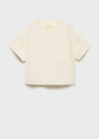 MANGO CROPPED T-SHIRT WITH POCKET PASTEL YELLOW