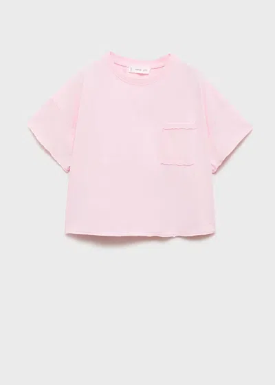 MANGO CROPPED T-SHIRT WITH POCKET PINK