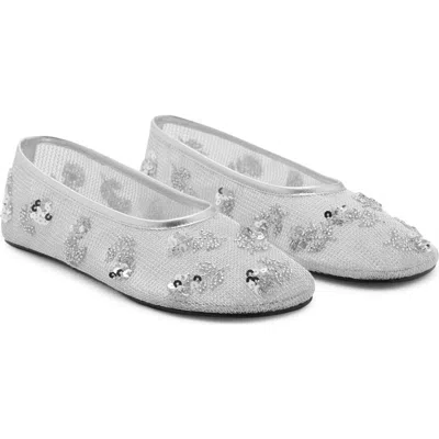 MANGO MANGO FLORAL EMBELLISHED MESH BALLET FLAT