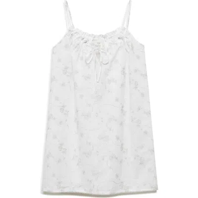 MANGO MANGO FLORAL EMBROIDERED COTTON NIGHTGOWN
