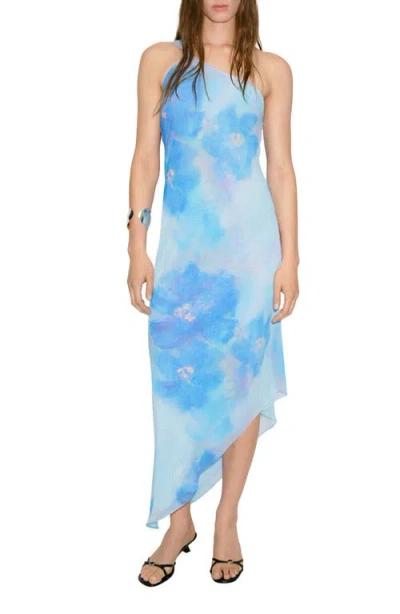 MANGO MANGO FLORAL PRINT ASYMMETRIC SCARF DRESS