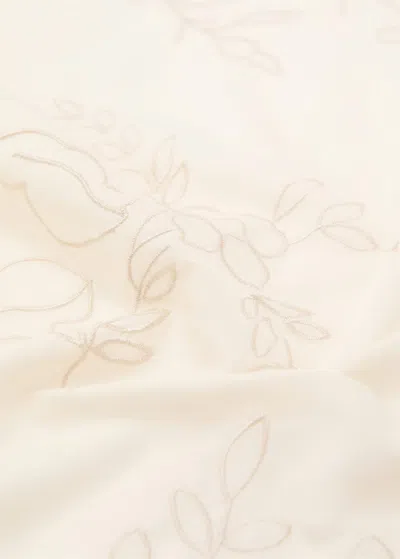 MANGO FLORAL-EMBROIDERED COTTON HANDKERCHIEF ECRU