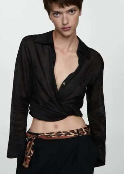 MANGO FOULARD IMPRIMÉ LÉOPARD MARRON - FEMME - TAILLE UNIQUE - MANGO