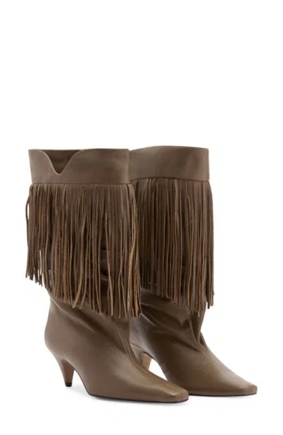 MANGO MANGO FRINGE KITTEN HEEL BOOTIE