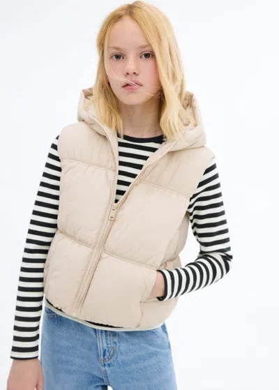 MANGO GILET MATELASSÉ À CAPUCHE ÉCRU - ENFANTS - 9-10 ANS - MANGO KIDS