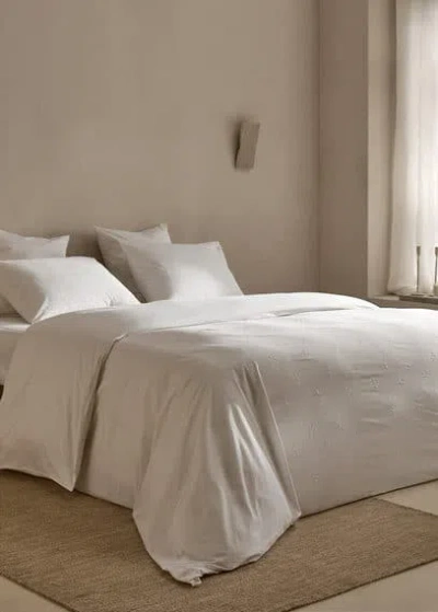 MANGO HOME FLORAL EMBROIDERED COTTON DUVET COVER FOR SINGLE BED WHITE