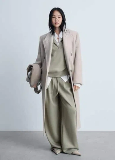 MANGO SWEAT-SHIRT MAILLE COL ZIPPÉ KAKI - FEMME - M - MANGO