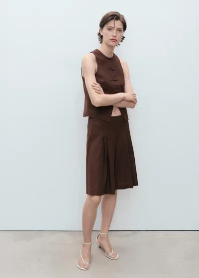 MANGO LINEN-BLEND SUIT BERMUDA SHORTS CHOCOLATE