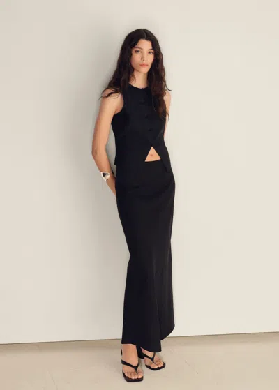 MANGO LINEN-BLEND SUIT WAISTCOAT BLACK