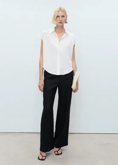 MANGO LYOCELL SLEEVELESS SHIRT OFF WHITE
