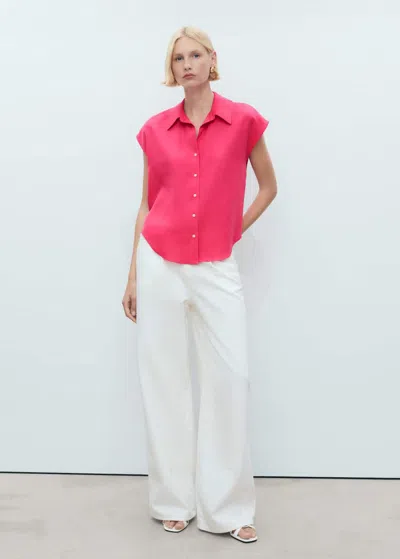 MANGO LYOCELL SLEEVELESS SHIRT STRAWBERRY