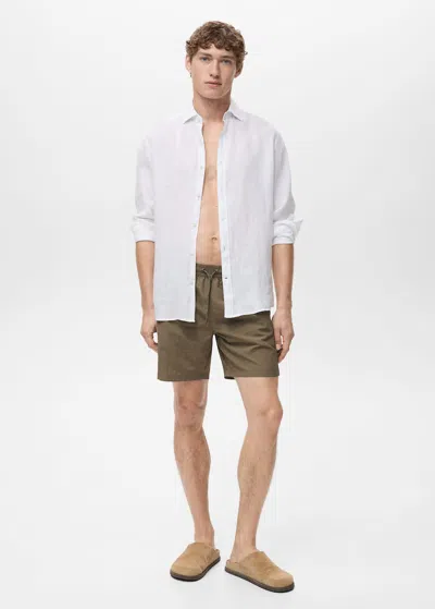 MANGO MAN MAILLOT DE BAIN ESSENTIEL CORDON KAKI - HOMME - XL - MANGO MAN