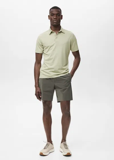 MANGO MAN COOLMAX SLIM FIT POLO SHIRT MINT GREEN