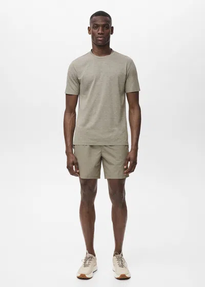 MANGO MAN COOLMAX SLIM FIT T-SHIRT MEDIUM GREEN