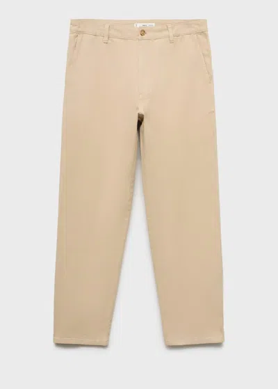 MANGO MAN REGULAR-FIT JEANS MADE FROM A COTTON-LINEN BLEND BEIGE