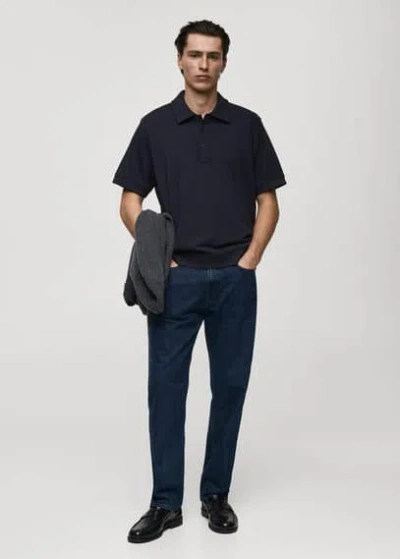 MANGO MAN REGULAR-FIT COTTON POLO SHIRT DARK NAVY