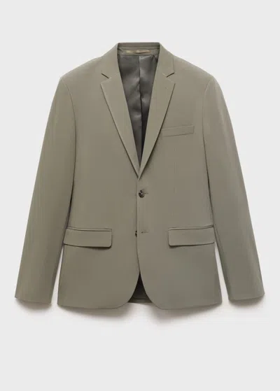 MANGO MAN SUPER SLIM-FIT SUIT JACKET IN STRETCH FABRIC GREEN
