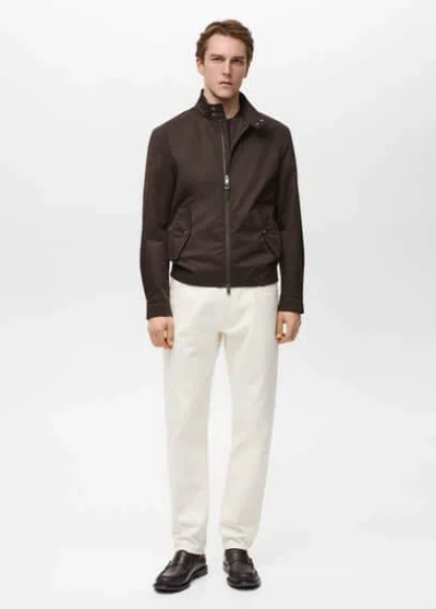 MANGO MAN WATER-REPELLENT COTTON JACKET CHOCOLATE