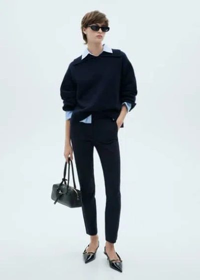 MANGO PANTALON SKINNY CROP BLEU MARINE FONCÉ - FEMME - 52 - MANGO