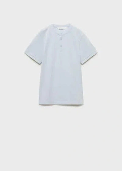 MANGO MAO COLLAR POLO SHIRT SKY BLUE