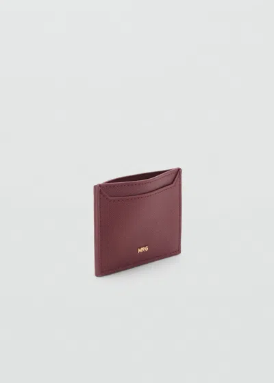 MANGO PORTE-CARTES EFFET SAFFIANO BORDEAUX - FEMME - TAILLE UNIQUE - MANGO