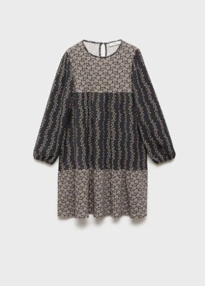 MANGO PRINTED SHORT DRESS CHARCOAL