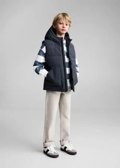 MANGO GILET MATELASSÉ À CAPUCHE GRIS ANTHRACITE - ENFANTS - 13-14 ANS - MANGO KIDS
