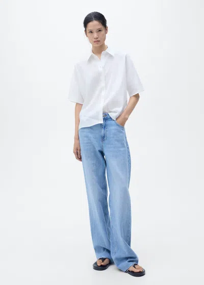 MANGO SHORT SLEEVE LINEN-BLEND SHIRT OFF WHITE
