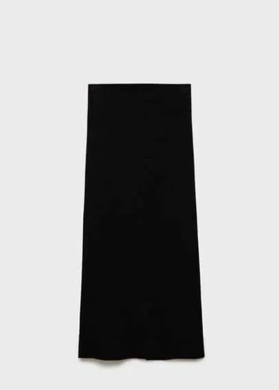 MANGO FINE KNIT MIDI SKIRT BLACK