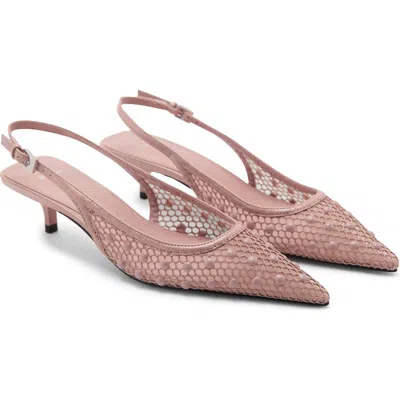 MANGO MANGO SLINGBACK POINTED TOE KITTEN HEEL PUMP