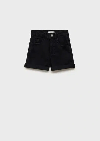 MANGO STRAIGHT-FIT DENIM SHORTS BLACK DENIM