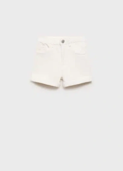 MANGO STRAIGHT-FIT DENIM SHORTS WHITE