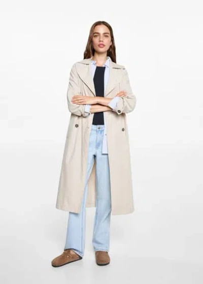MANGO TEEN TRENCH FLUIDE CEINTURE BEIGE - FILLE - XL - MANGO TEEN