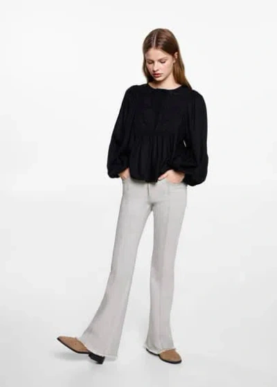 MANGO TEEN LOW-WAIST JEANS WITH SEAMS DENIM GREY