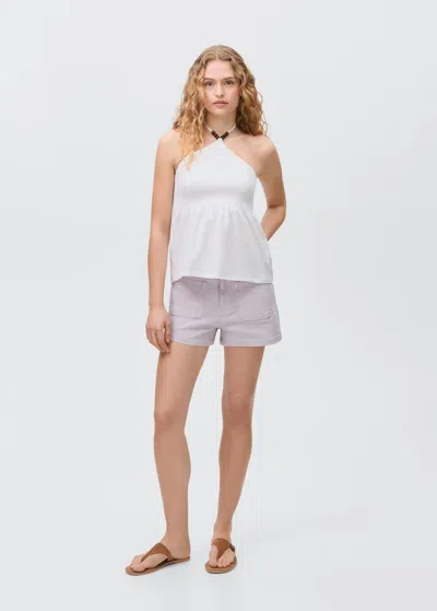 MANGO TEEN DENIM SHORTS WITH POCKETS LILAC