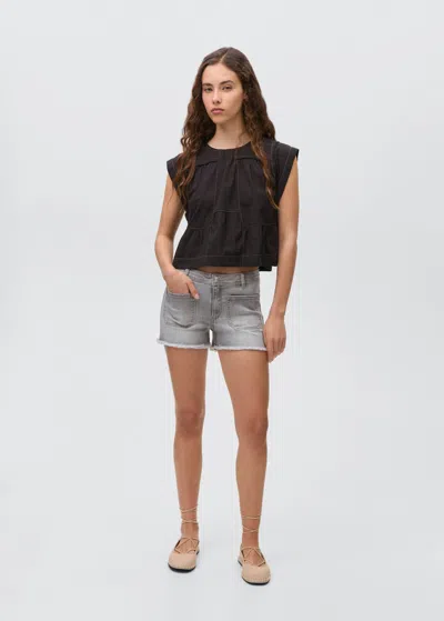 MANGO TEEN DENIM SHORTS WITH FRAYED HEM DENIM GREY