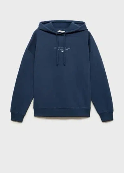 MANGO TEEN HOODIE COTTON SWEATSHIRT DARK NAVY